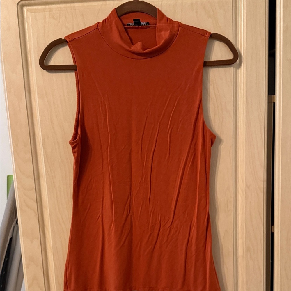 Express Women's Sleeveless Mock Neck Tank Top - Rust Orange
